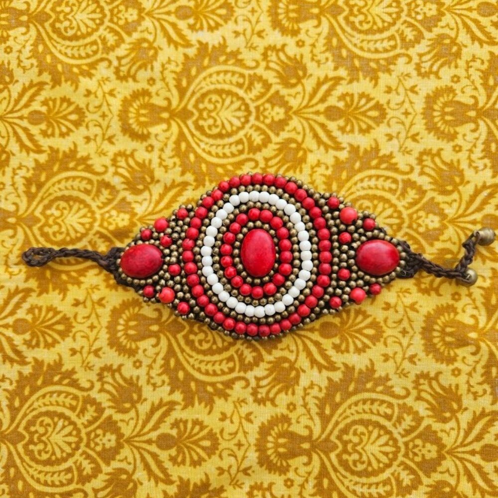 Handmade beaded bracelet / cuff, Goa, India